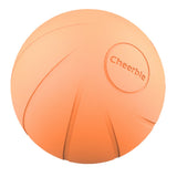 Bright orange CHEERBLE WICKED BALL SE, a smart interactive toy for small dogs with eco-friendly materials and three play modes.