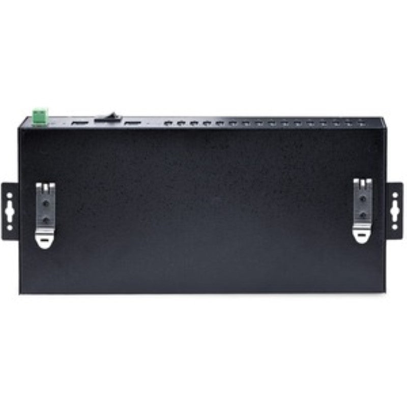 16-Port Industrial USB 3.0 Hub with steel enclosure, dual-host switch, ESD protection, and flexible mounting options.