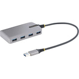 Compact StarTech 4-Port USB Hub with high-speed 5Gbps transfer, ideal for connecting multiple devices.