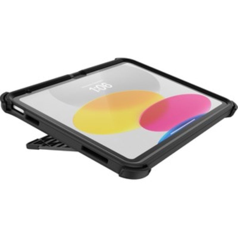 OtterBox Defender case for iPad 10th Gen in black, featuring rugged protection against drops, dirt, and scratches.