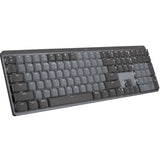 Wireless Logitech MX Mechanical Keyboard with MX linear switches, backlit keys, and dual-color keycaps for enhanced typing comfort.