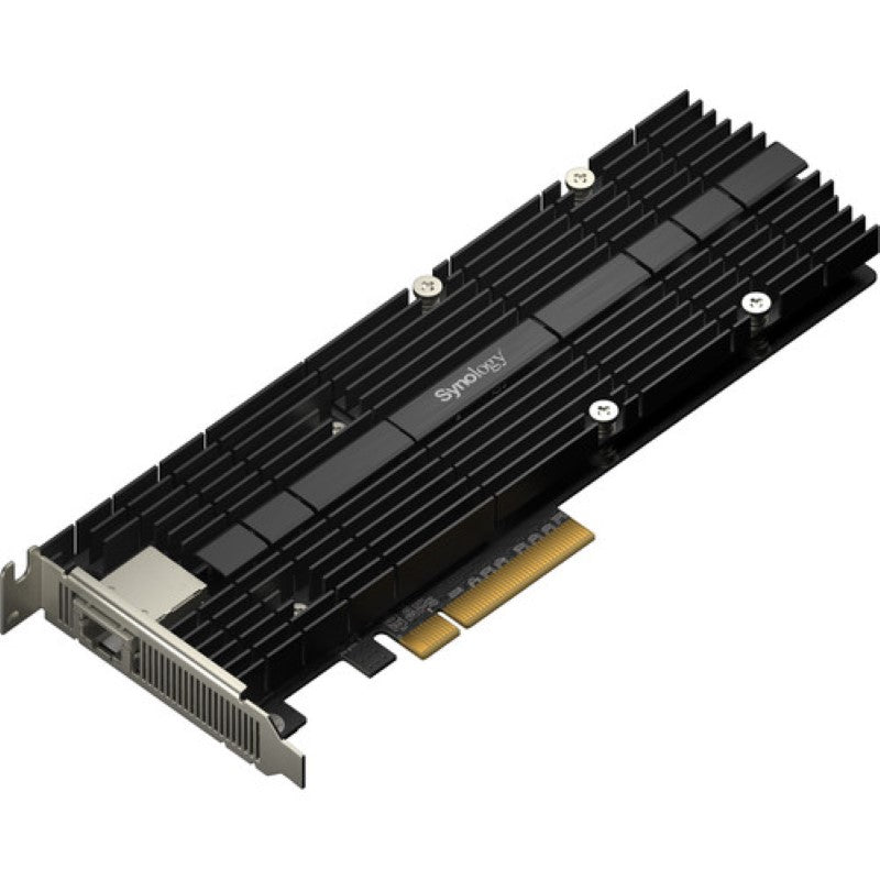 Synology M.2 SSD & 10GbE Combo Adapter Card, enhancing NAS performance with 10GbE bandwidth and M.2 SSD caching.