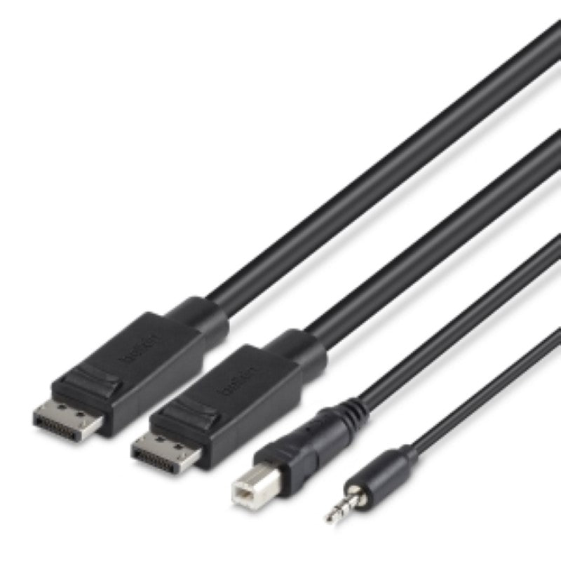 Belkin 6' KVM Combo Cable with dual DisplayPort, USB connectors for seamless connectivity to multiple devices.