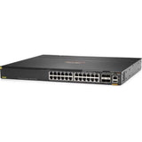 HPE Aruba 6300M switch with 24 Gigabit ports and 4 SFP56 uplinks for advanced enterprise networking and Power over Ethernet support.