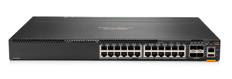 Aruba 6300M Switch with 24 Gigabit ports, 4 SFP56 slots, advanced security, and rack-mountable design for enterprise networks.