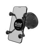 Strike Group RAM Mighty Buddy Suction Mount with X-Grip cradle for secure smartphone navigation in vehicles and outdoor adventures.