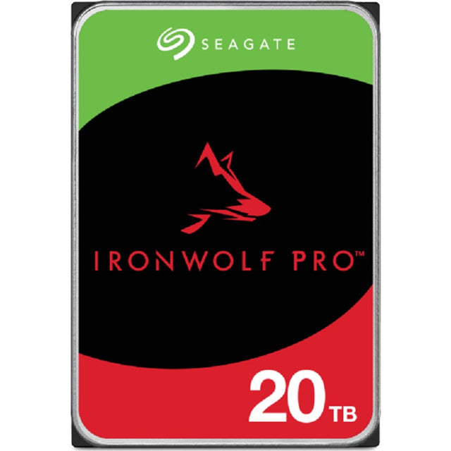 Seagate IronWolf 20TB internal hard drive for NAS, 7200 RPM, CMR technology, optimized for RAID performance and data integrity.