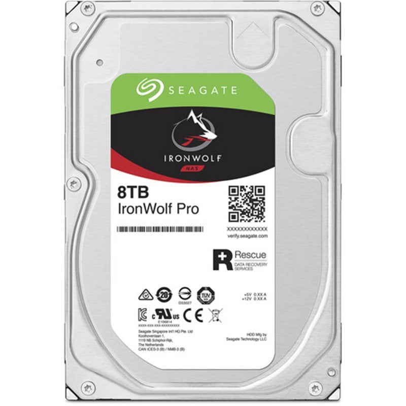 Seagate IronWolf 8TB internal hard drive for NAS, 7200 RPM, features AgileArray for RAID, high reliability, and data recovery services.