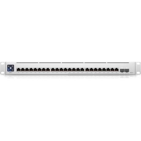 Ubiquiti UniFi 24-port POE switch with durable steel design, 2.5GbE speed, and SFP+ uplink for efficient network performance.