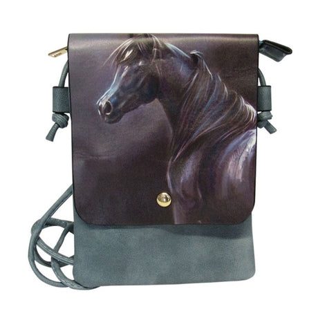 Stylish Bay Horse shoulder bag in soft leather-look PU, featuring a zip top, lined interior, and convenient back pocket.