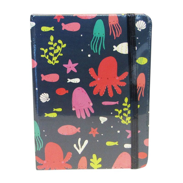 Sealife Octopus Notebook with 96 lined pages, elastic closure, and captivating octopus design for marine enthusiasts.