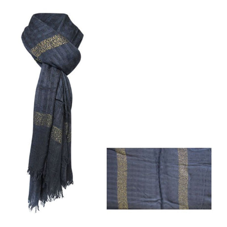 Royal blue cotton scarf, 180x70cm, summer-weight with fringed edges, perfect for versatile year-round styling.