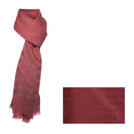 Burgundy Shine Scarf, 180cm, with a fringed edge, lightweight and elegant for versatile summer and fall styling.