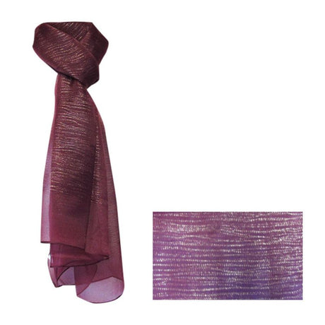 Elegant plum waves scarf, 180cm, made of soft polyester for style and comfort in any season. Perfect for casual or formal wear.