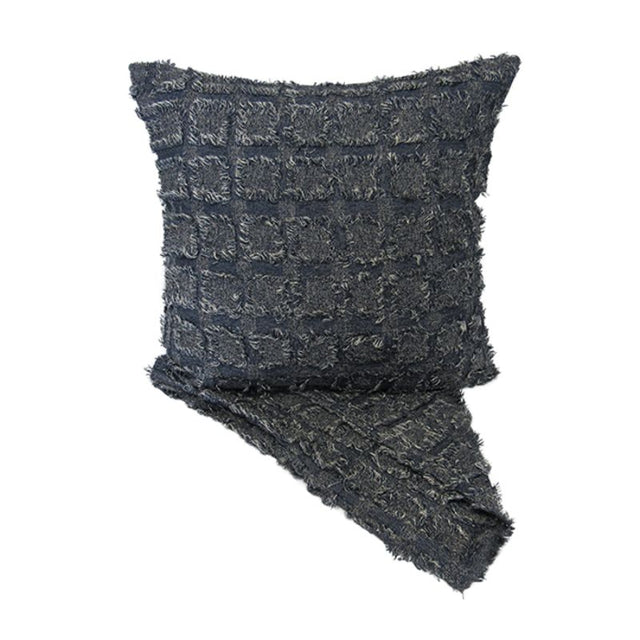 Textured denim cushion cover measuring 44cm x 44cm, perfect for stylish home decor and comfortable everyday use.