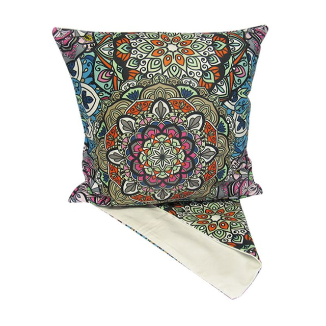 Vibrant Mandala Mosaic Cushion Cover (44cm) adds elegance and color to your home decor, perfect for sofas and beds.