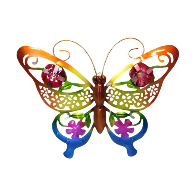 Vibrant orange butterfly wall art, 36cm aluminum design for indoor and outdoor decor, adds charm to any space.