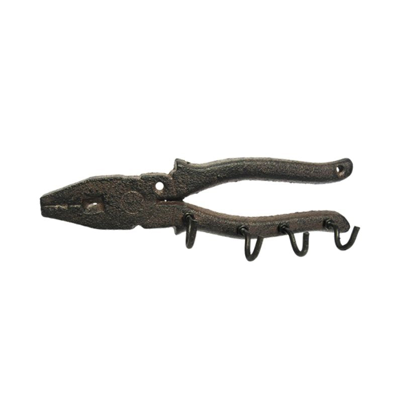 Rustic 19.5cm cast iron pliers designed for gripping and hanging, combining durability with vintage decor charm.