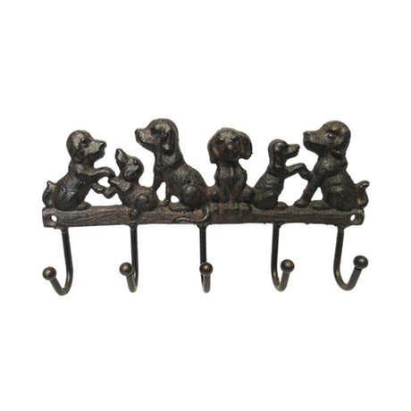 Cast iron dog tail hanger (21cm) offering playful decor and practical storage for leashes and accessories.