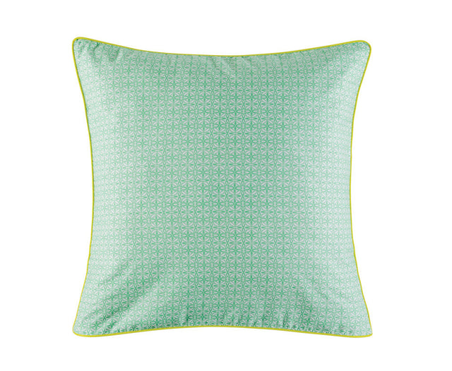 Bohemian Euro pillowcase in blush tones with ornate monotone reverse for a calming touch.