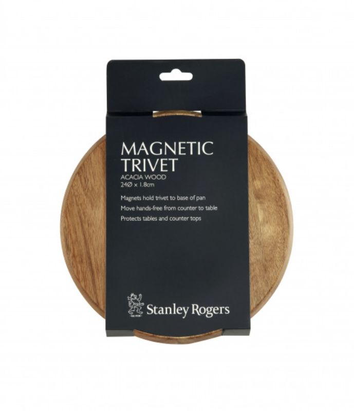 Magnetic Acacia Trivet by Stanley Rogers, 24cm, protects surfaces while enabling hands-free cooking and serving.