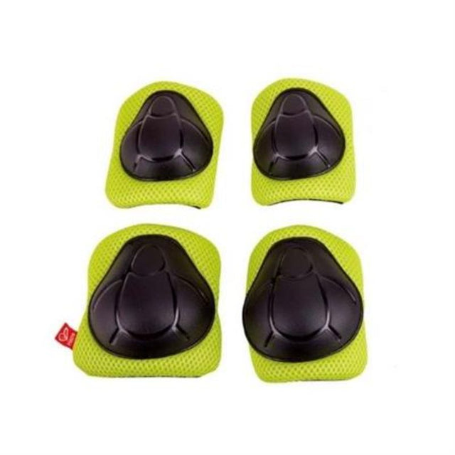 Bright yellow knee and elbow pads for kids, offering comfort, safety, and protection during active play and sports.