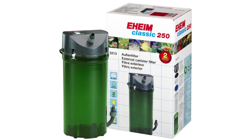 Eheim Classic 250 Filter for aquariums up to 250L, featuring high output, easy maintenance, and efficient energy use.