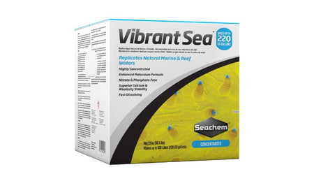 Aquatic Seachem Vibrant Sea Salt 23kg, ideal for healthy marine tanks, enhances potassium and promotes coral growth.