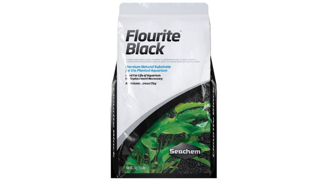 Aquatic Flourite - Black (7kg) substrate for planted aquariums, featuring porous clay gravel in striking black color for vibrant aesthetics.