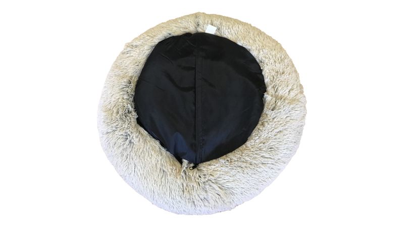 Cozy small doughnut-shaped pet bed in Caramel Latte, providing comfort, support, and anxiety relief for pets.