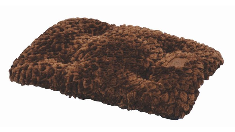 Chocolate dog sleeper mat measuring 117 x 70cm, offering plush comfort and non-slip safety for pets indoors and outdoors.