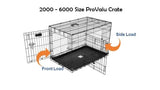 Black Pro Valu #2000 dog crate, 60 x 45 x 50 cm, with top and end doors, plastic tray, and sturdy wire construction.