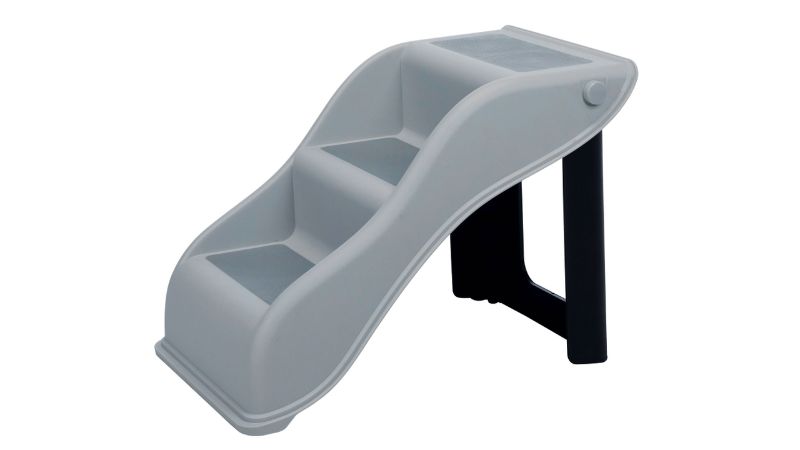 Lightweight pet steps (34 x 39 x 54 cm) with non-slip inserts, ideal for helping pets climb onto beds, sofas, and cars.