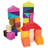 Soft, squeezable Elemenosqueeze blocks with unique animal designs for each letter, perfect for early learning and play.