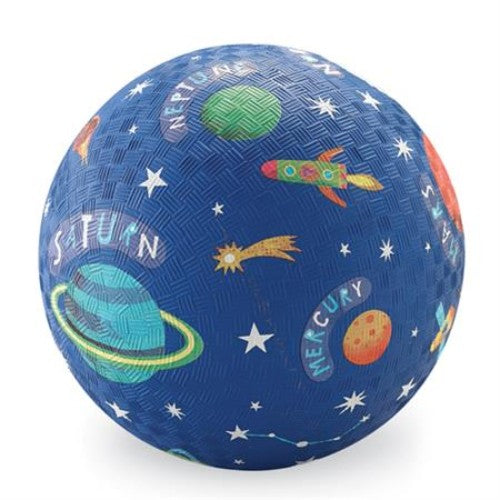 7" heavy-duty rubber playground ball featuring a colorful solar system design, perfect for indoor or outdoor play.