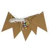 Cork Bunting with five colorful flags on white cord, perfect for organizing notes and displaying memories in a fun way.