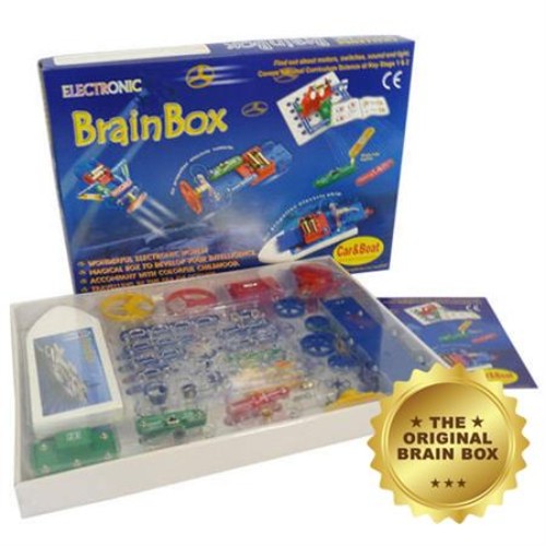 Child-friendly experiment kit with colorful components to build motorized cars and boats, promoting STEM learning and creativity.