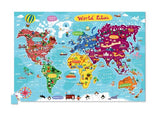 Colorful 200-piece puzzle showcasing world cities, includes a decorative 16"x24" poster for enhanced learning and fun.