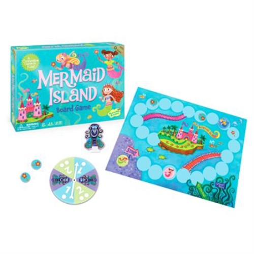 Colorful cooperative game featuring mermaids navigating waters to reach Mermaid Island while avoiding a sea witch.