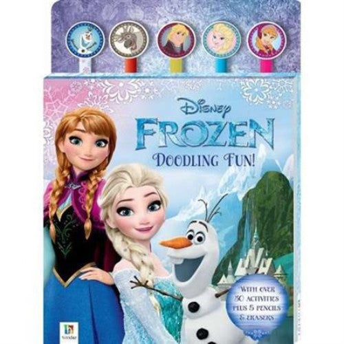 Colorful Disney Frozen 5-pencil set with character erasers, perfect for creative fun and fine motor skills for kids.