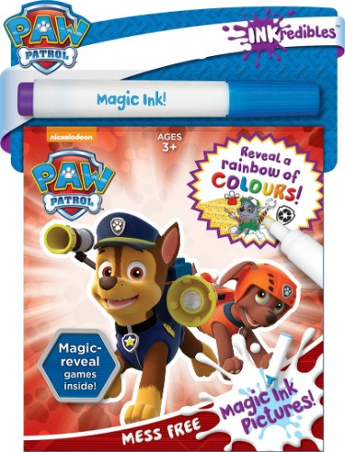 Inkredibles Magic Ink - Paw Patrol Kit featuring interactive coloring with a special pen for vibrant character reveal.