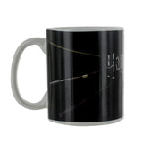 Harry Potter Wand Heat Change Mug reveals vibrant wands and logo when hot, perfect for magical drink moments.