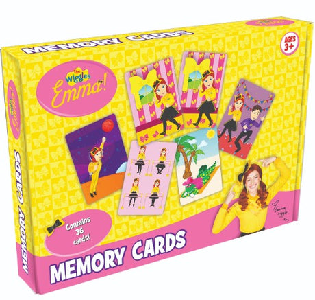 Colorful Wiggles Emma Memory Cards Game featuring vibrant illustrations for matching and cognitive skill development.