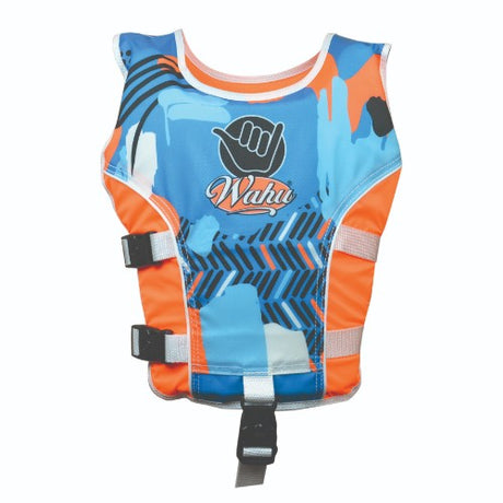 Lightweight Wahu Swim Vest for children aged 4-5, providing buoyancy and freedom of movement for safe water exploration.