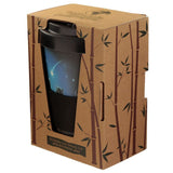 Biodegradable travel mug featuring 'Wish Upon a Star Cat' design, eco-friendly, 400ml, perfect for hot and cold drinks.