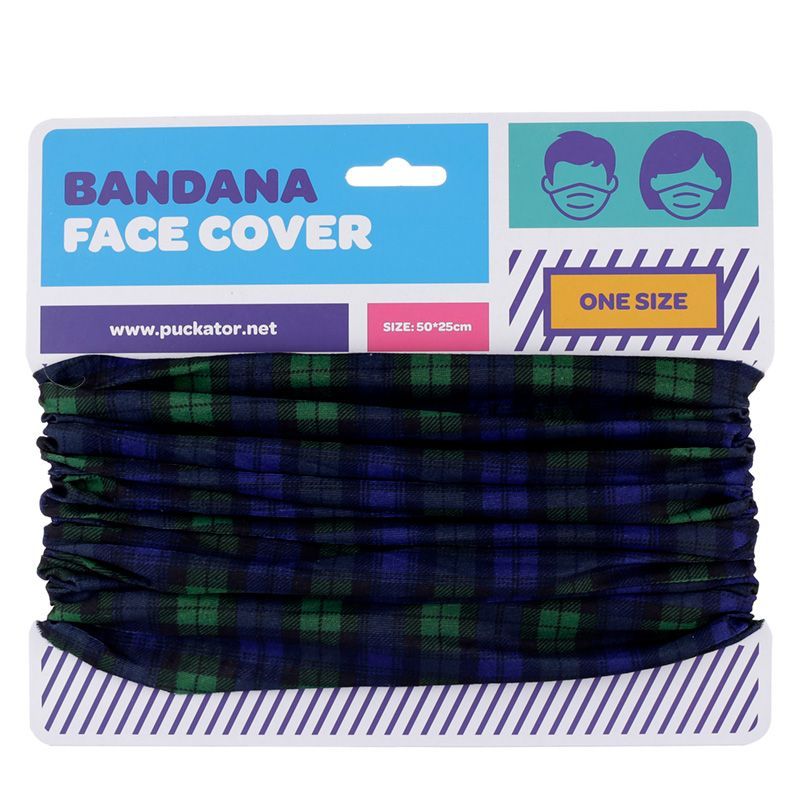 Green tartan neck scarf face covering, 50cm tall, stylish and breathable, perfect for outdoor activities and daily wear.