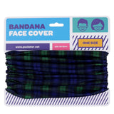 Green tartan neck scarf face covering, 50cm tall, stylish and breathable, perfect for outdoor activities and daily wear.