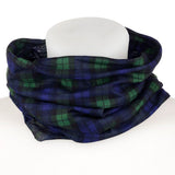 Green tartan neck scarf face covering, 50cm, stylish and functional, perfect for outdoor activities and daily wear.