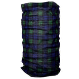 Green tartan neck scarf face covering, 50cm x 25cm, versatile for style and protection, washable and reusable.