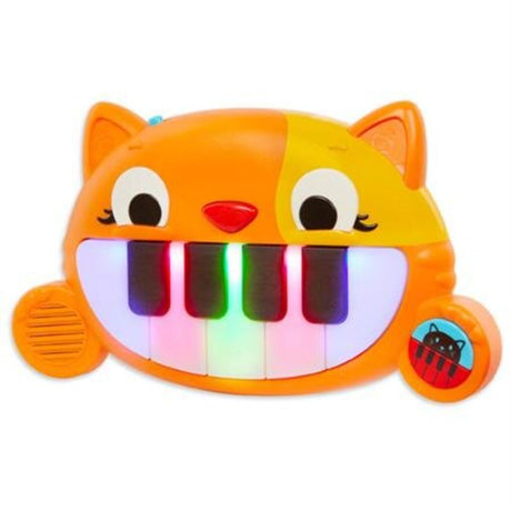 Brightly colored B. Mini Meowsic toy keyboard for kids, promoting musical creativity and auditory development in a compact, portable design.